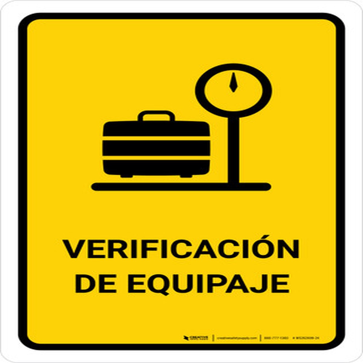 Baggage Check Yellow Spanish Portrait - Wall Sign