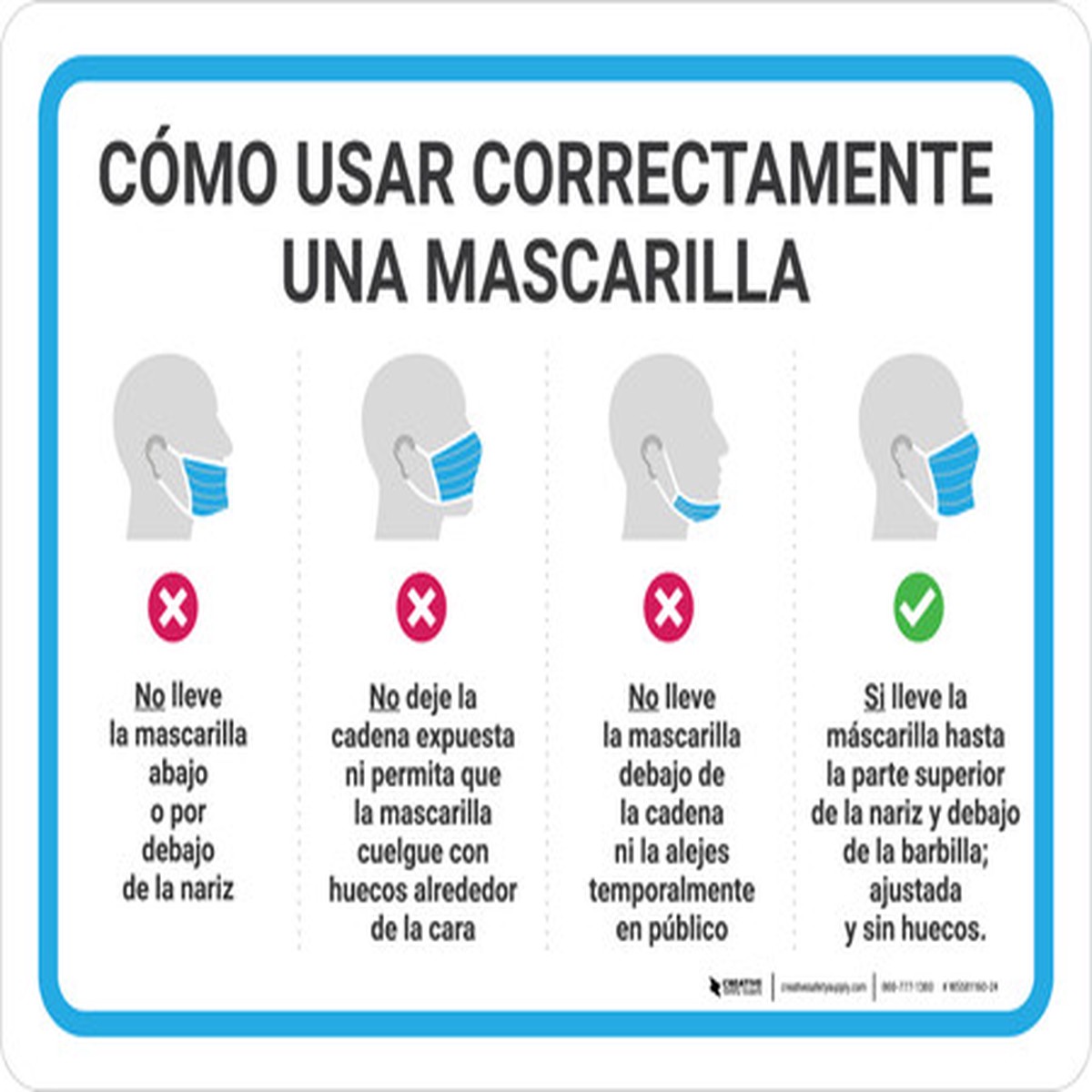 Como Usar Correctamente una Mascarilla con Iconos Horizontal - Wall Sign