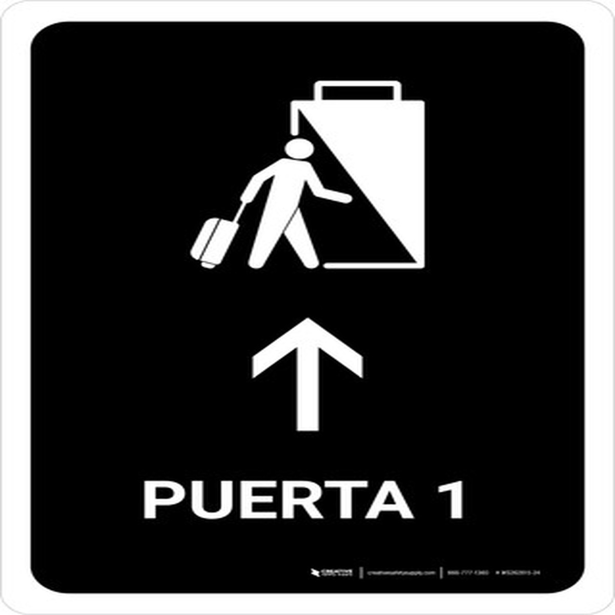 Gate 1 With Up Arrow Black Spanish Portrait - Wall Sign