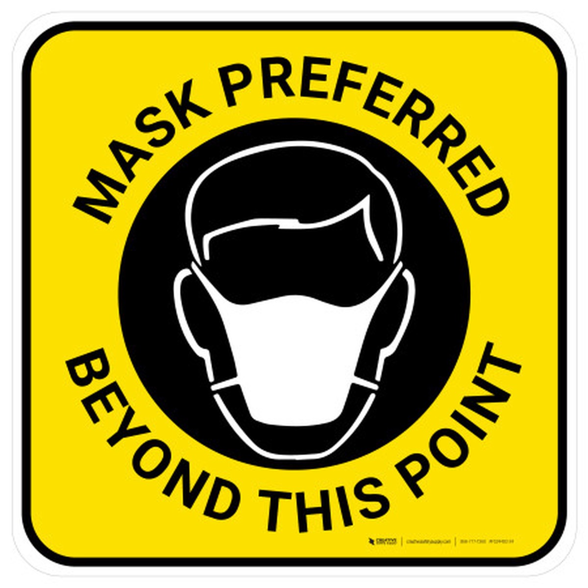 Mask Preferred Beyond This Point Square Yellow - Floor Sign