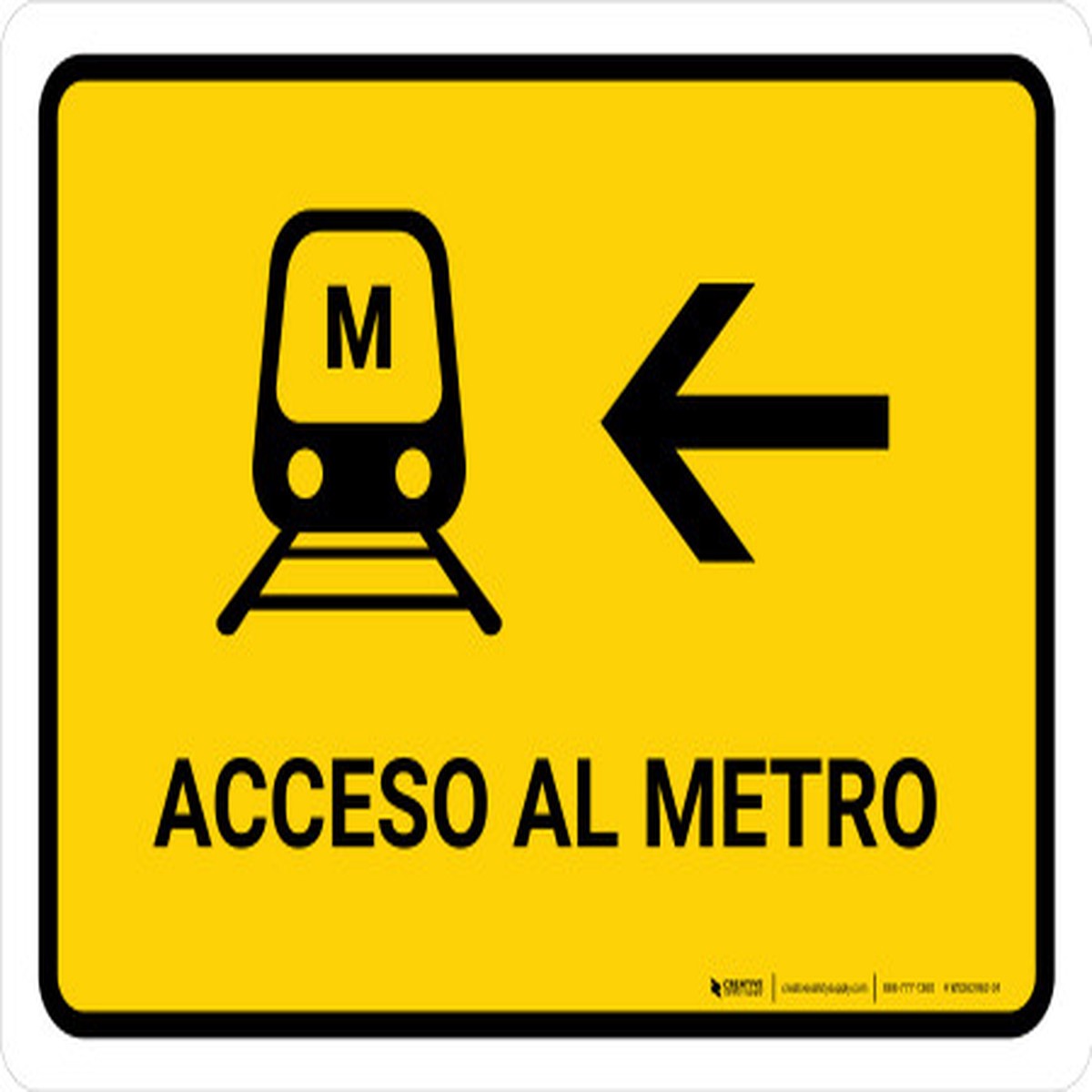 Metro Access With Left Arrow Yellow Spanish Landscape - Wall Sign