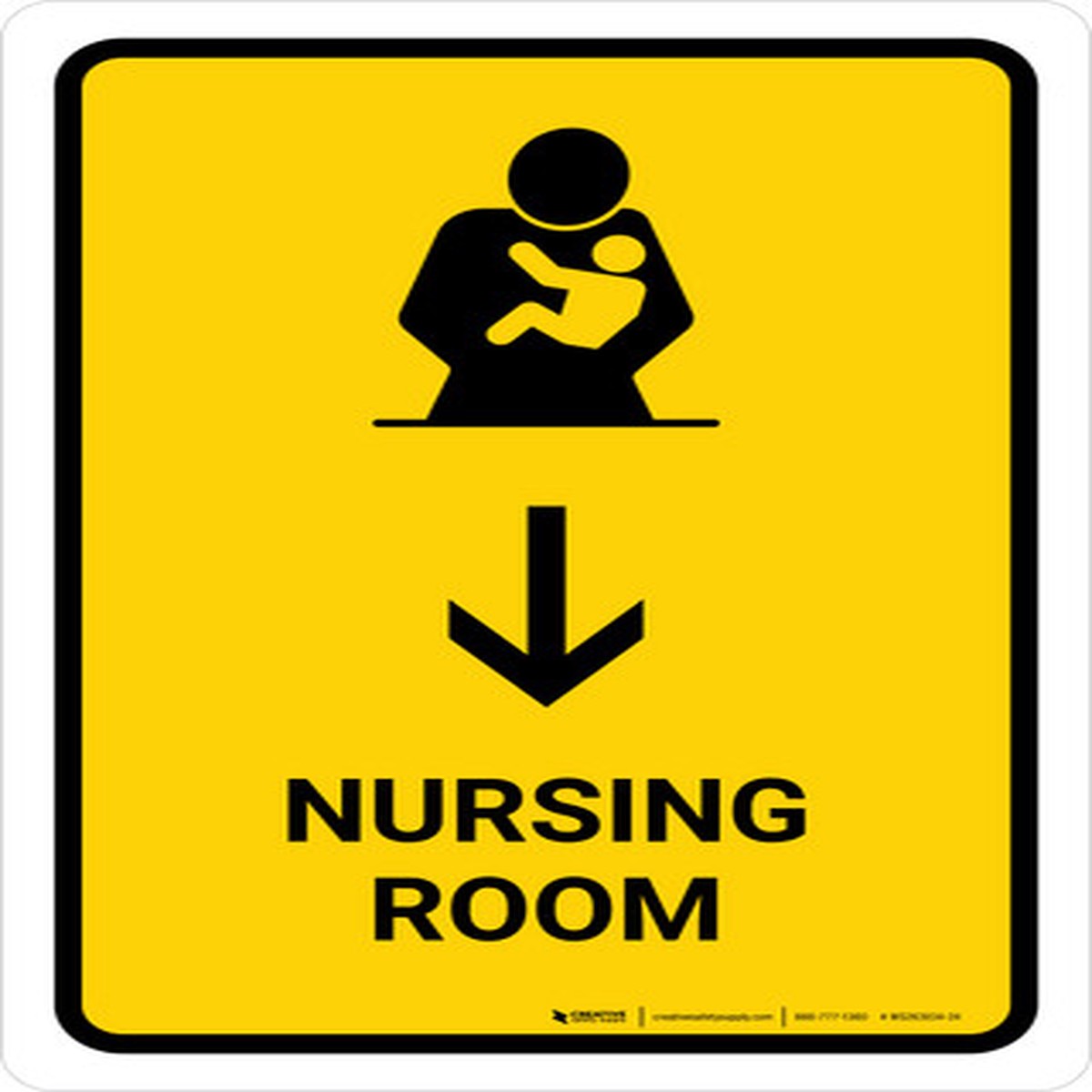 Nursing Room With Down Arrow Yellow Portrait - Wall Sign