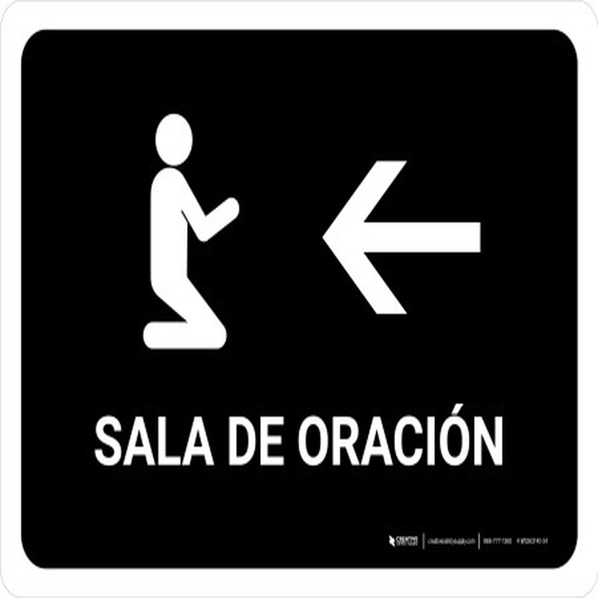 Prayer Room With Left Arrow Black Spanish Landscape - Wall Sign