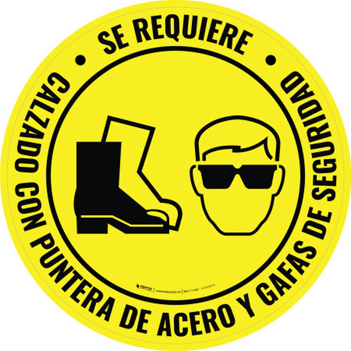 Se Requiere Calzado con Puntera de Acero y Gafas de Seguridad Circular – Floor Sign