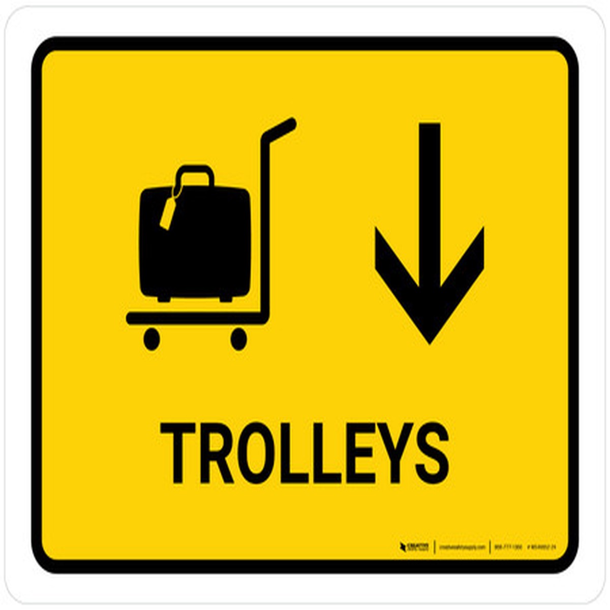 Trolleys With Down Arrow Yellow Landscape - Wall Sign