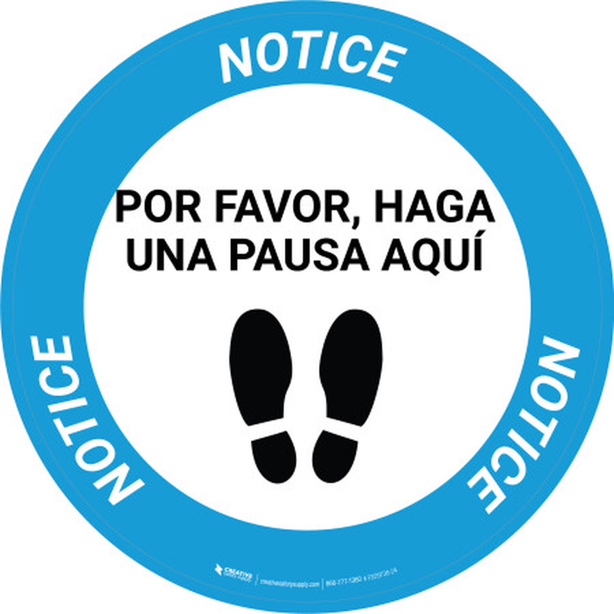 Aviso Por Favor, Haga una Pausa Aqui Huellas de Zapato Circular - Floor Sign