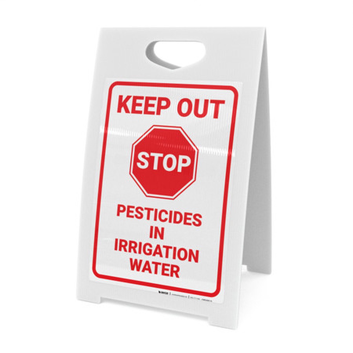 Keep Out Pesticides In Irrigation Water with Icon Portrait – A-Frame Sign