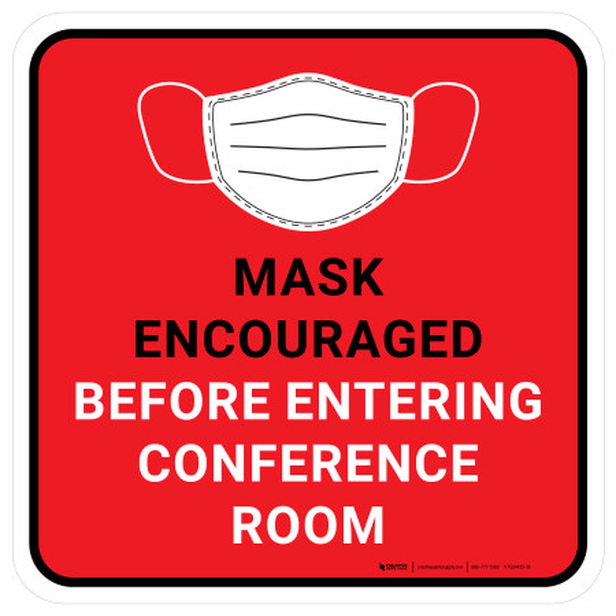 Mask Encouraged Before Entering Conference Room Red Square - Floor Sign