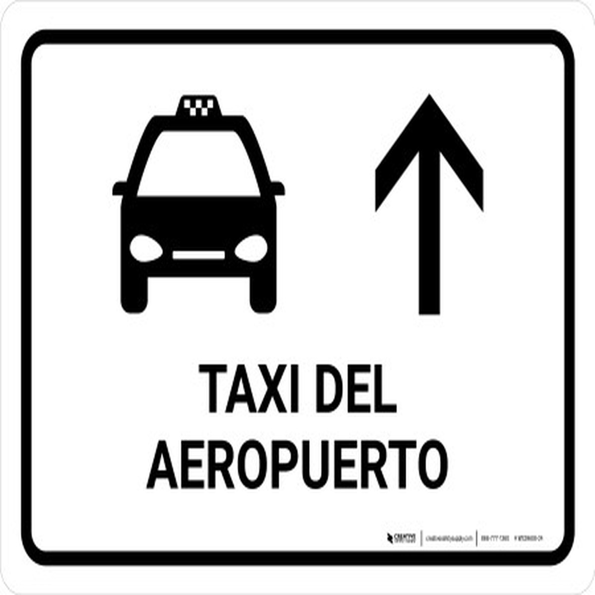 Airport Taxi With Up Arrow White Spanish Landscape – Wall Sign