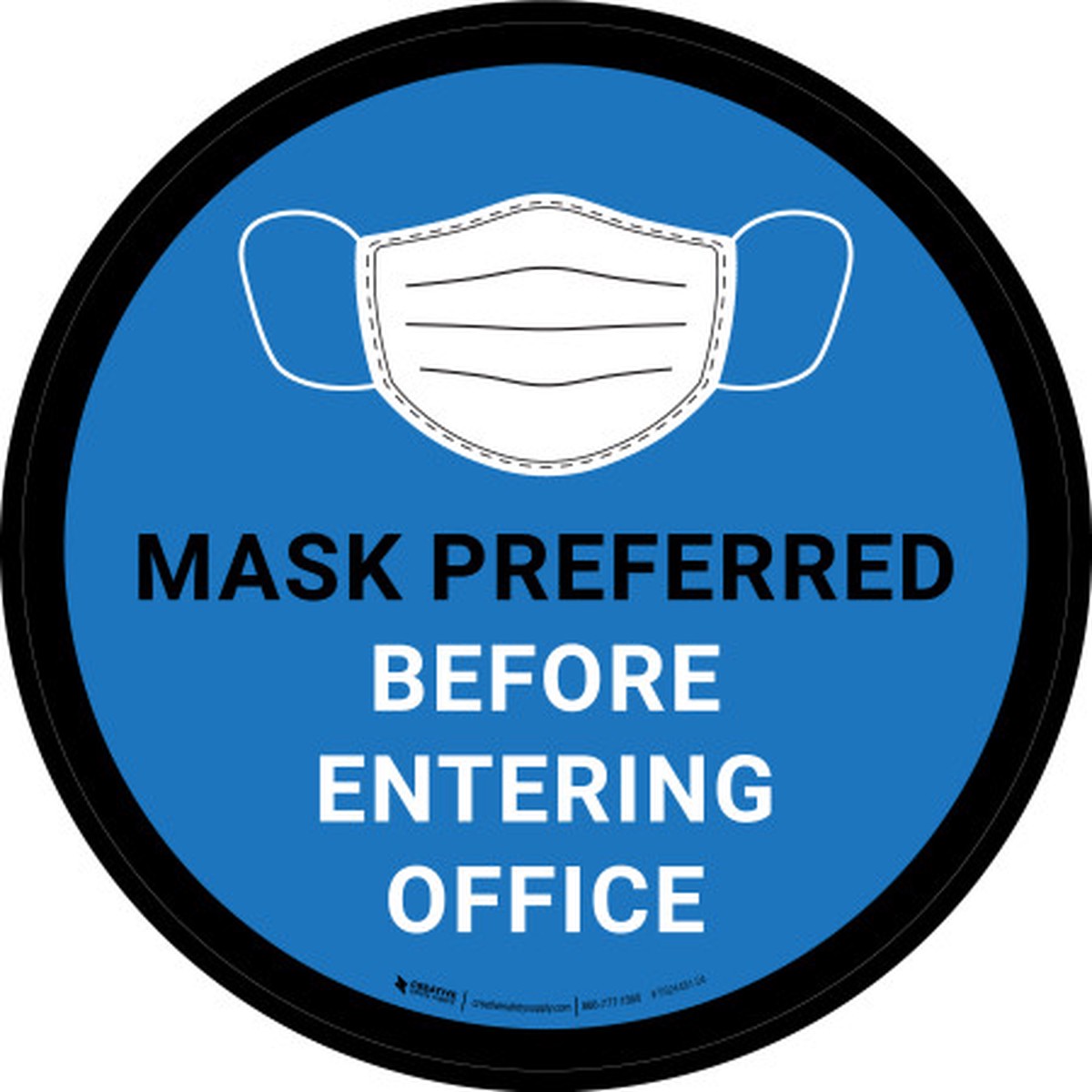 Mask Preferred Before Entering Office Blue With Icon - Floor Sign