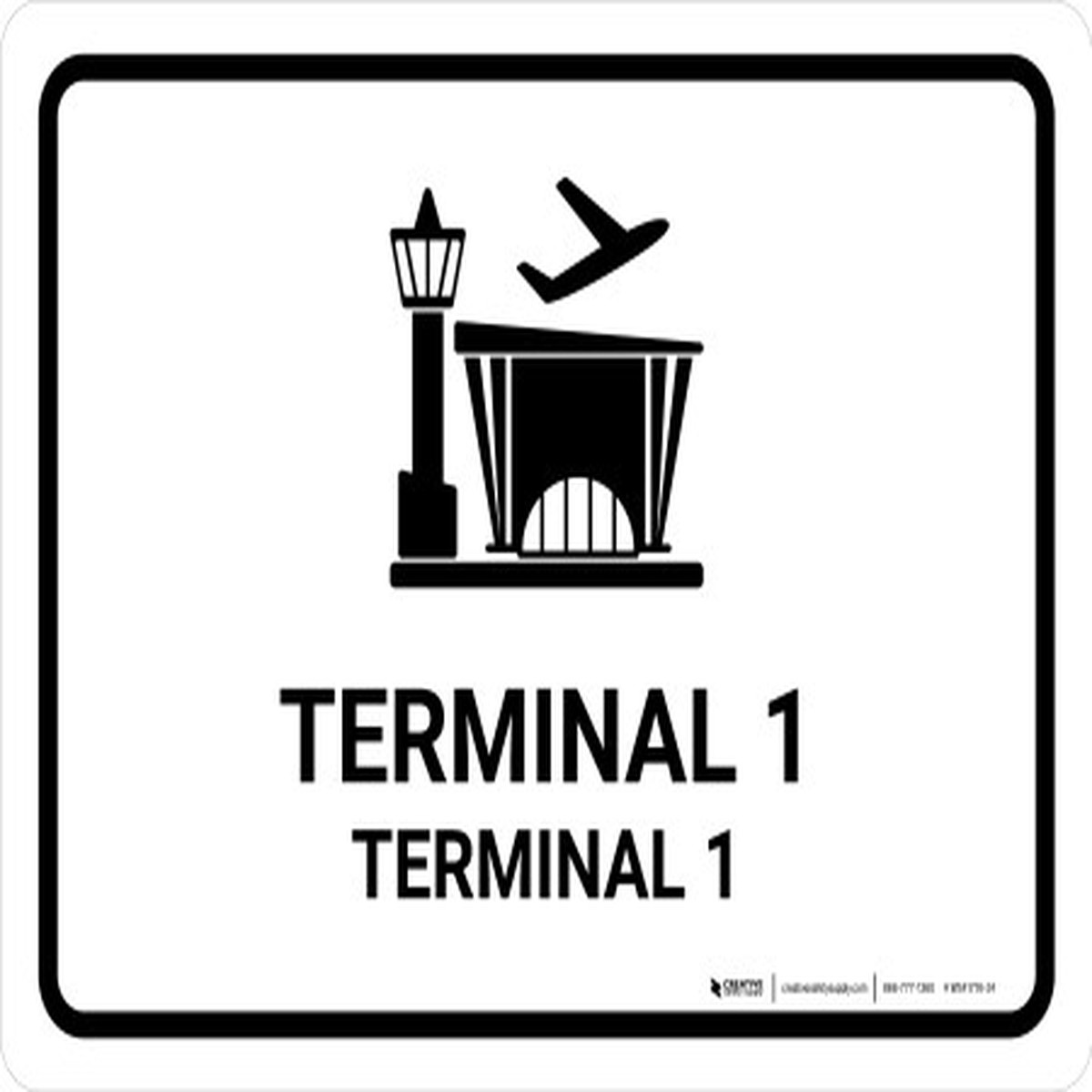 Terminal 1 White Bilingual Landscape – Wall Sign