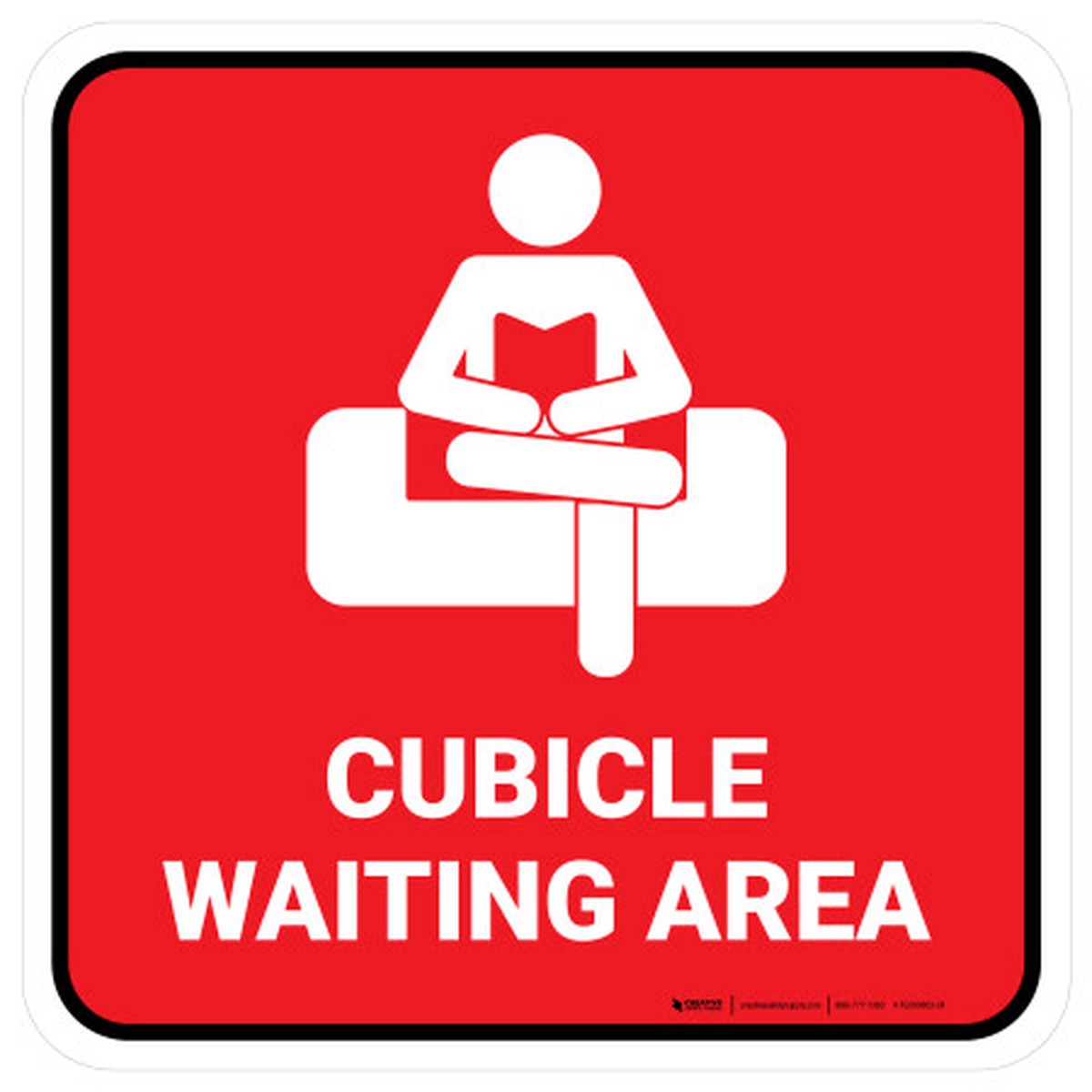 Cubicle Waiting Area Red Square – Floor Sign