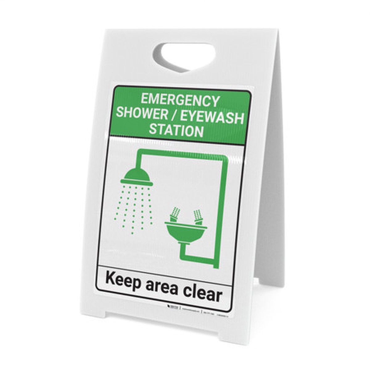 Emergency Shower/Eyewash Station: Shower Eye Wash Keep Clear Shower and Eye Wash Station Icon Portrait – A-Frame Sign