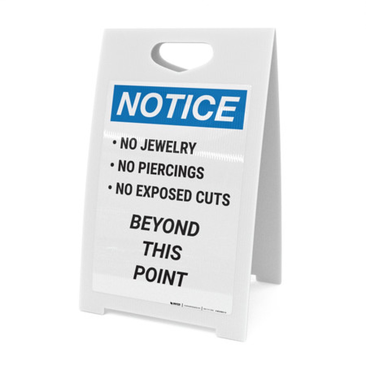 Notice: Food No Jewerly Piercing Exposed Cuts Bulleted List Portrait - A-Frame Sign