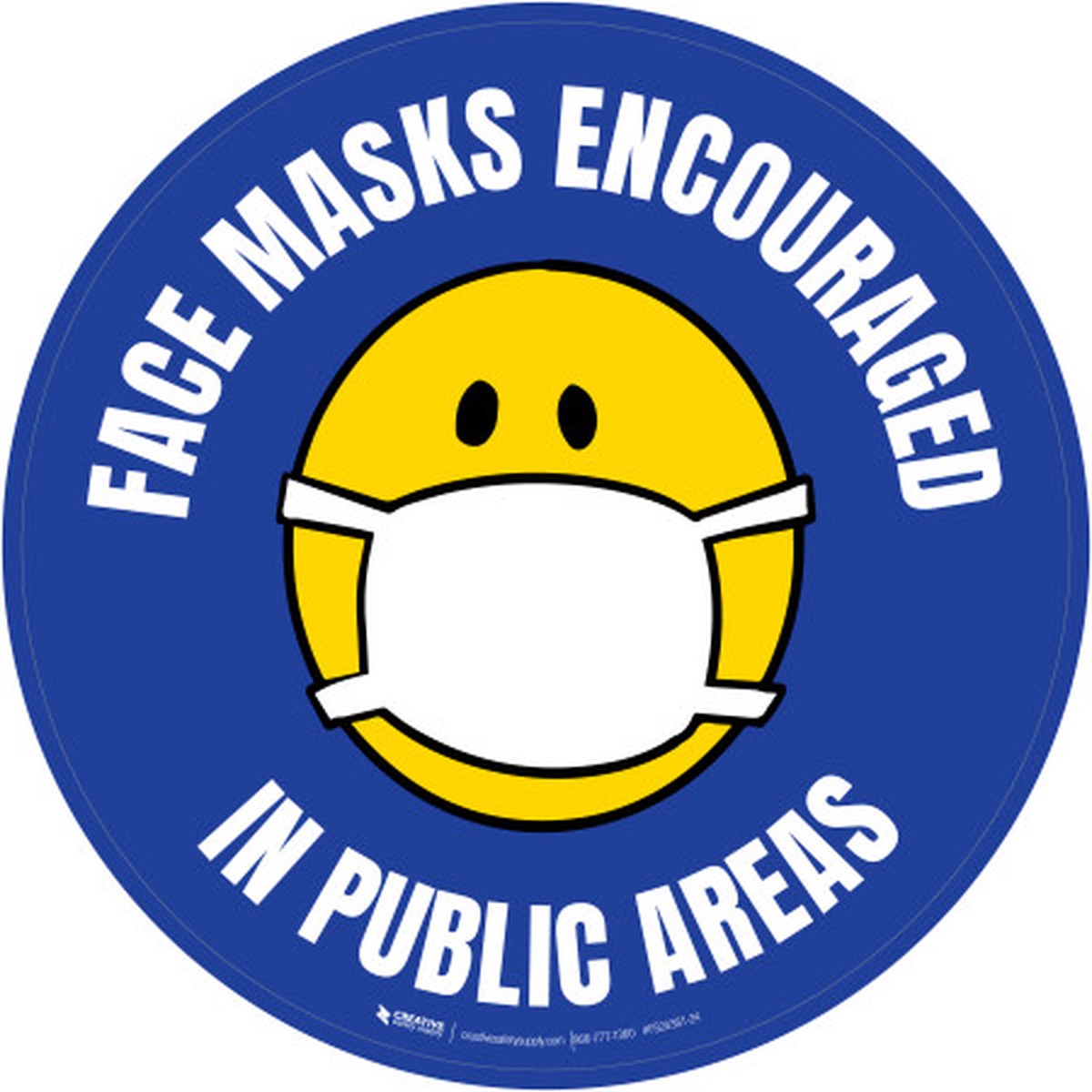 Face Masks Encouraged In Public Areas With Emoticon Circular – Floor Sign