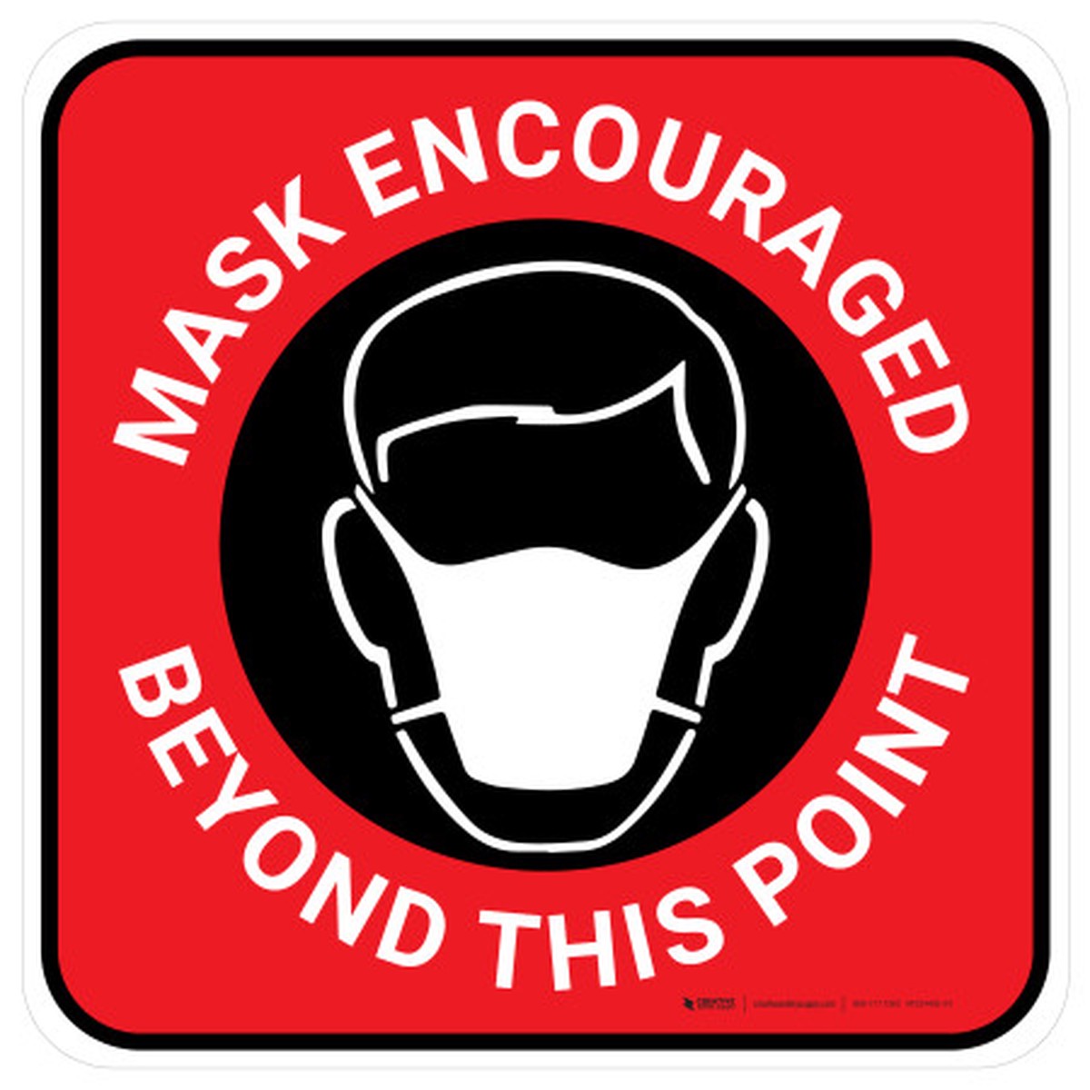 Mask Encouraged Beyond This Point Square Red – Floor Sign