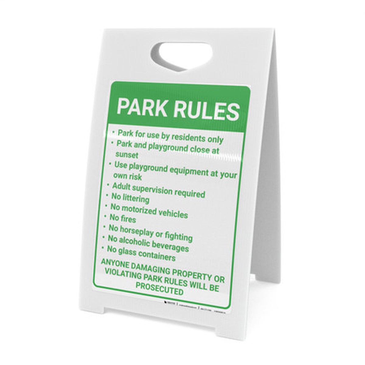 Park Rules Violators Will Be Prosecuted Portrait – A-Frame Sign