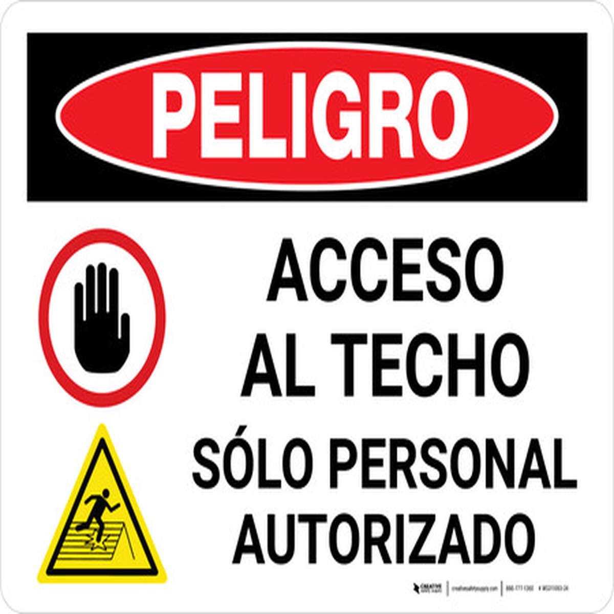 Peligro – Acceso al Tejado Solo para Personal Autorizado con Iconos Horizontal – Wall Sign