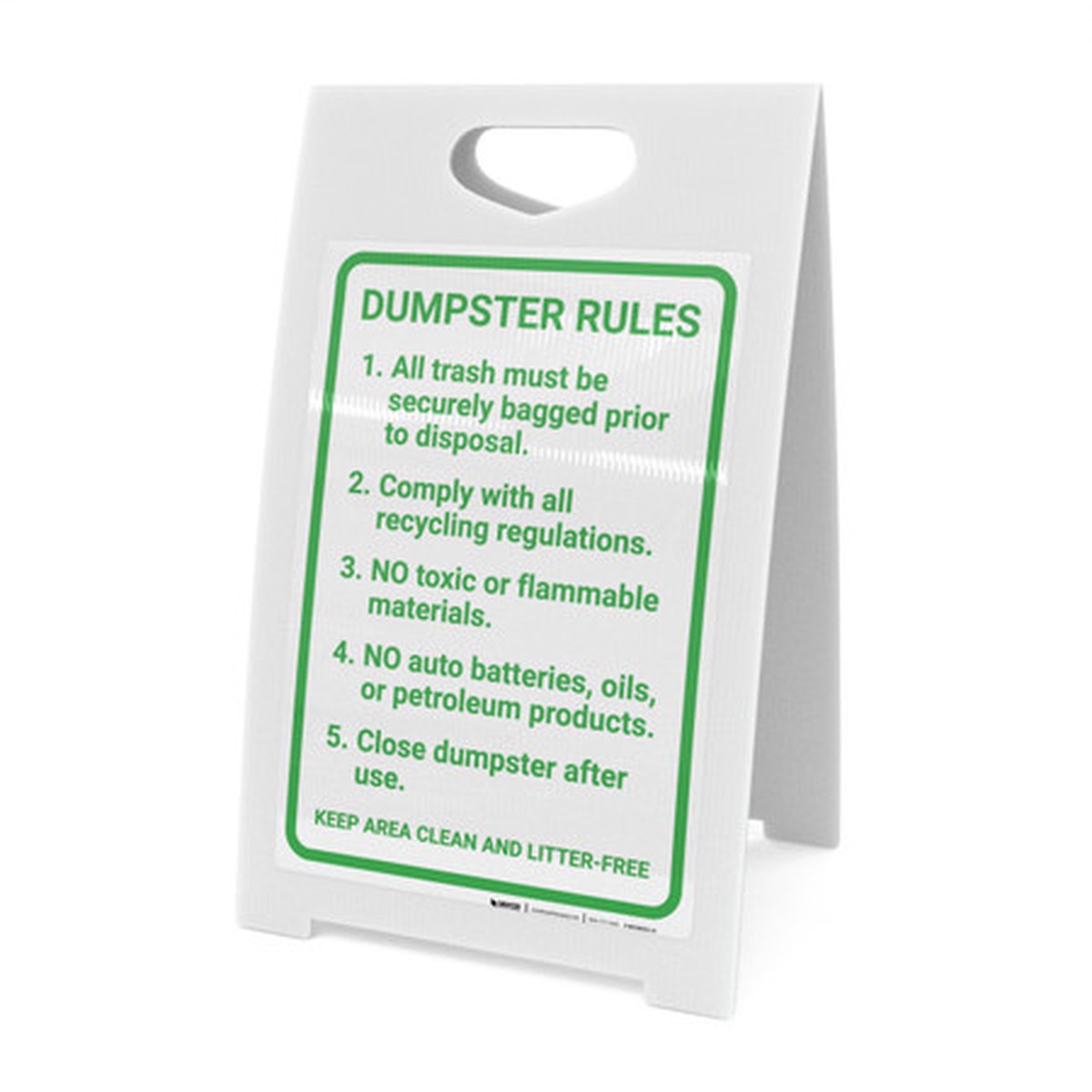 Dumpster Rules Guidelines Portrait – A-Frame Sign