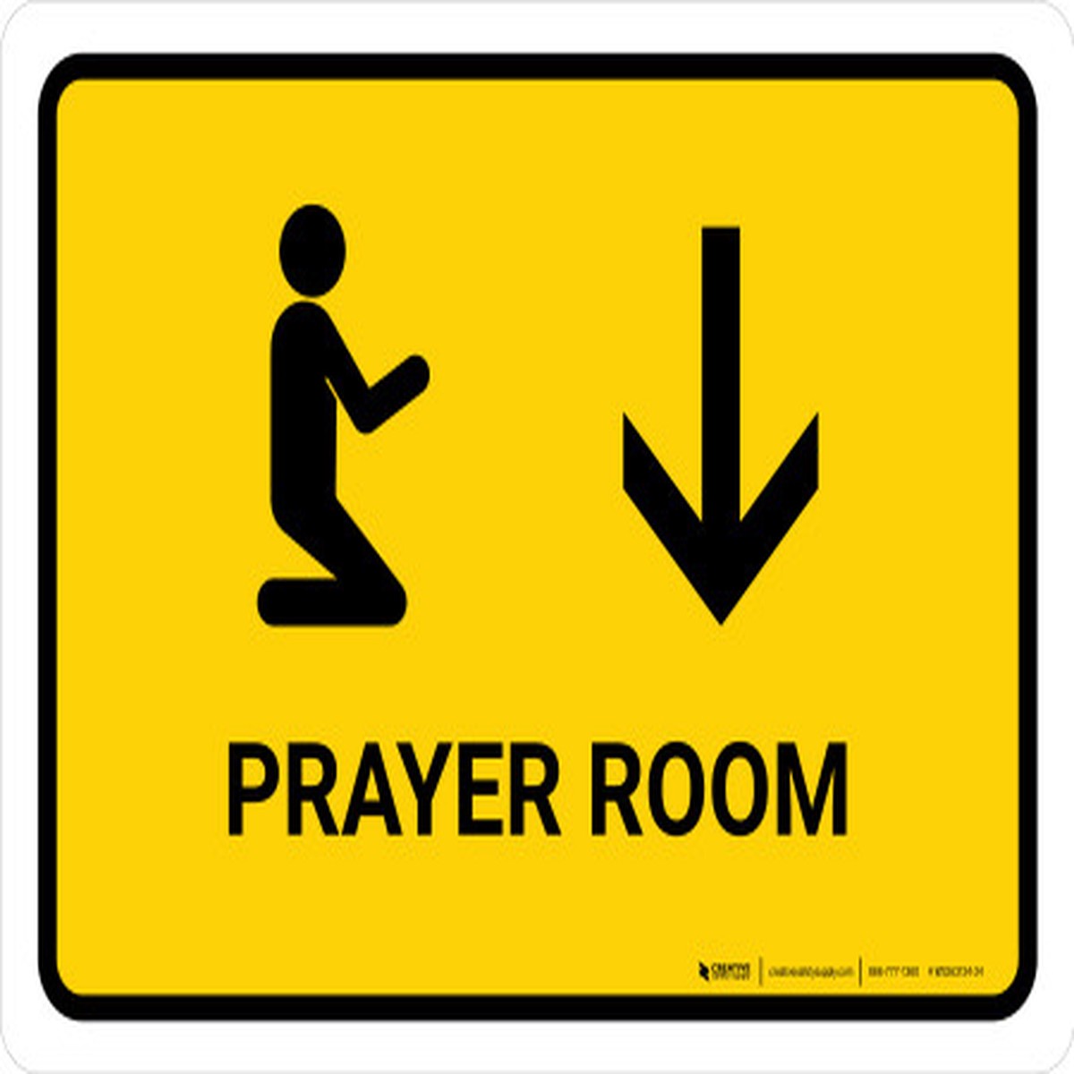 Prayer Room With Down Arrow Yellow Landscape – Wall Sign