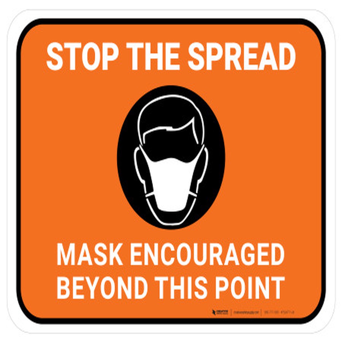Stop The Spread Mask Encouraged Beyond This Point Orange Rectungular Rectangular – Floor Sign