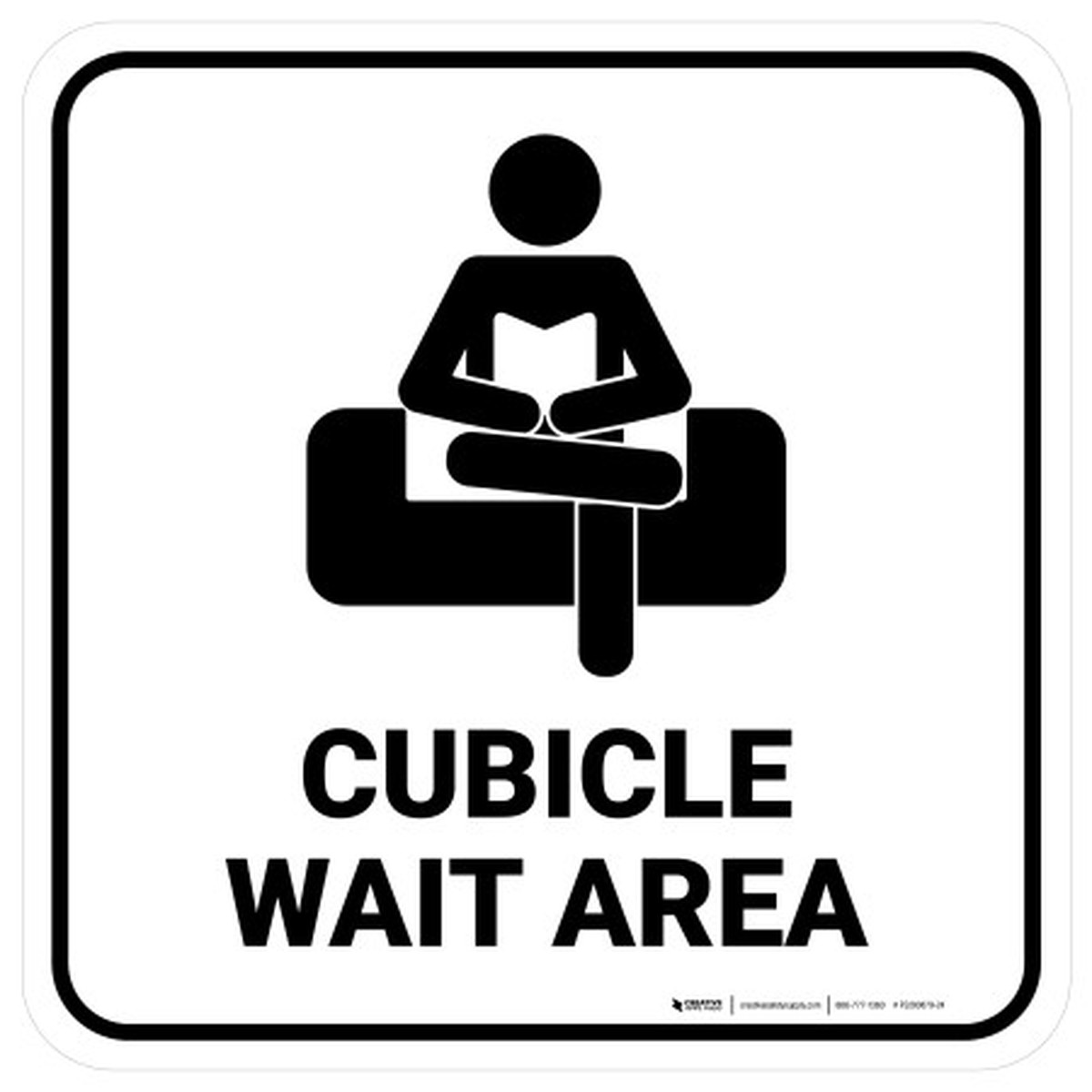 Cubicle Wait Area White Square - Floor Sign