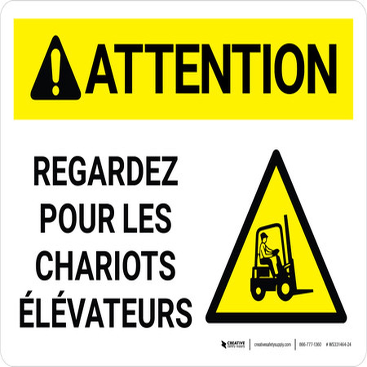 Attention: Les Chariots Elevateurs (Caution: Lift Trucks) French Landscape - Wall Sign